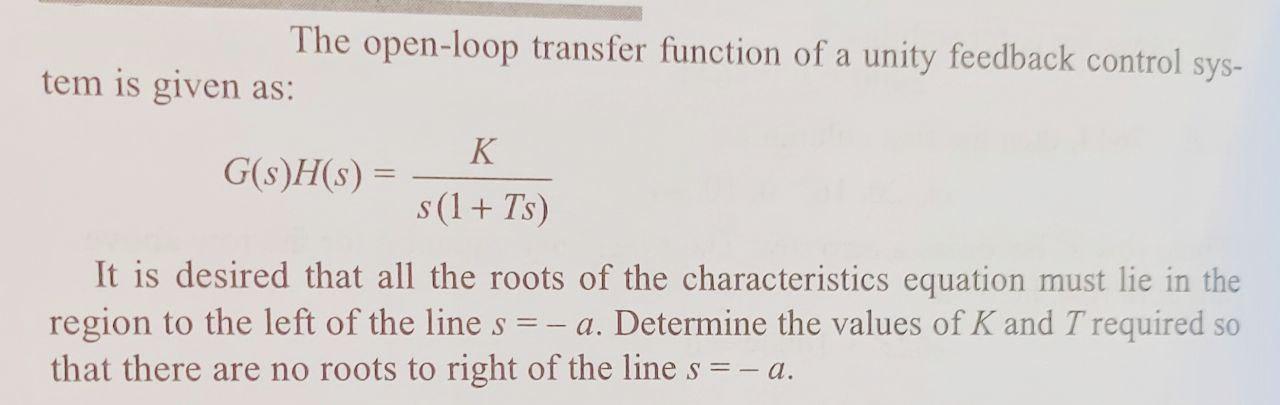 Solved The open-loop transfer function of a unity feedback | Chegg.com