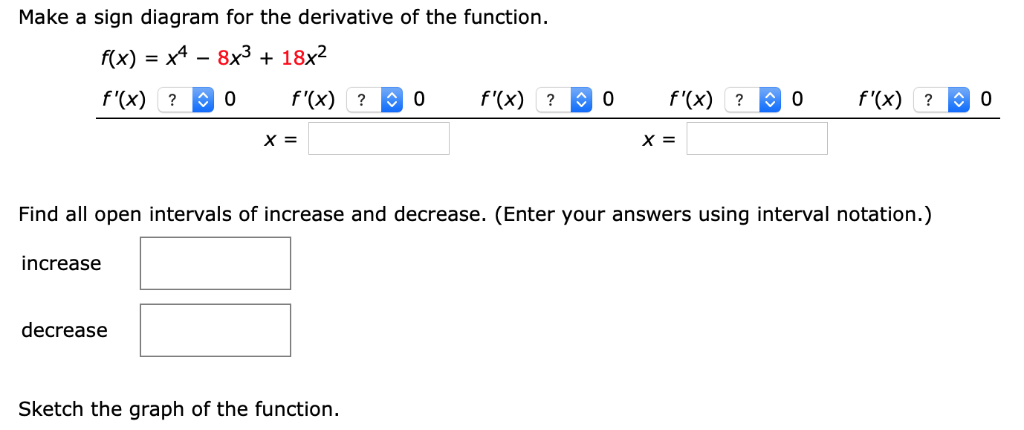 Solved Make a sign diagram for the derivative of the | Chegg.com