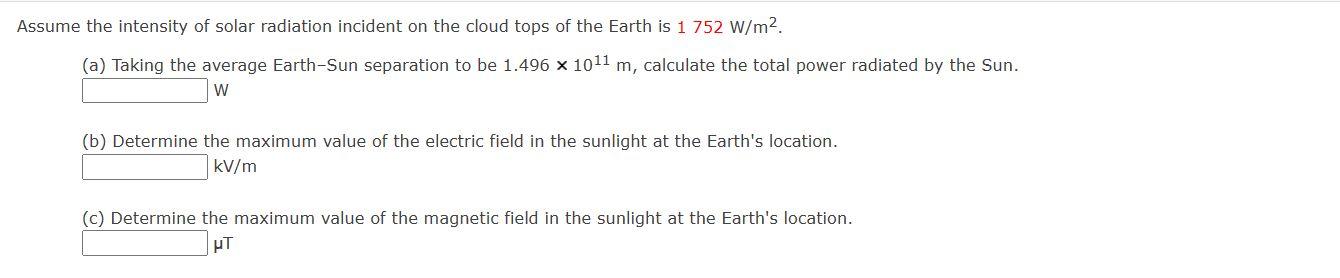 ssume the intensity of solar radiation incident on | Chegg.com
