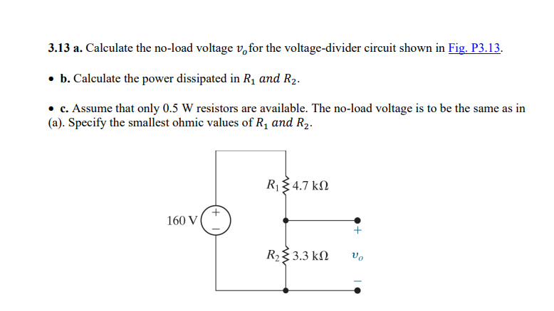 Solved 3.13 a. Calculate the no-load voltage vo for the | Chegg.com