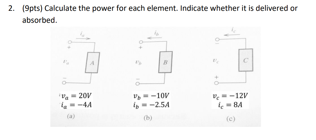 Solved 2. (9pts) Calculate the power for each element. | Chegg.com