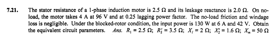 Solved SINGLE PHASE MOTOR Please Include complete solution | Chegg.com