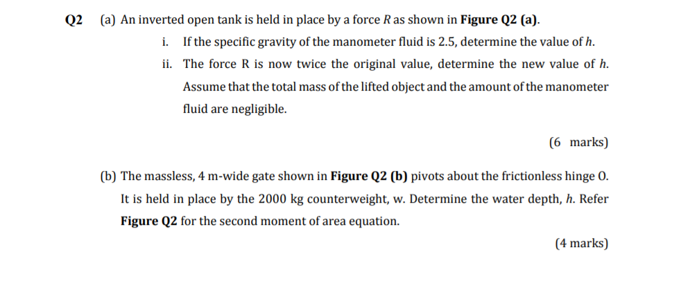 Solved 02 (a) An Inverted Open Tank Is Held In Place By A 