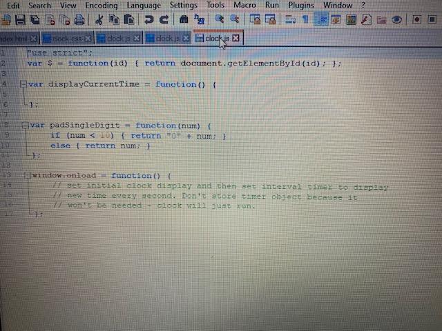 Solved I need help with my javascript clock assignment. Here | Chegg.com