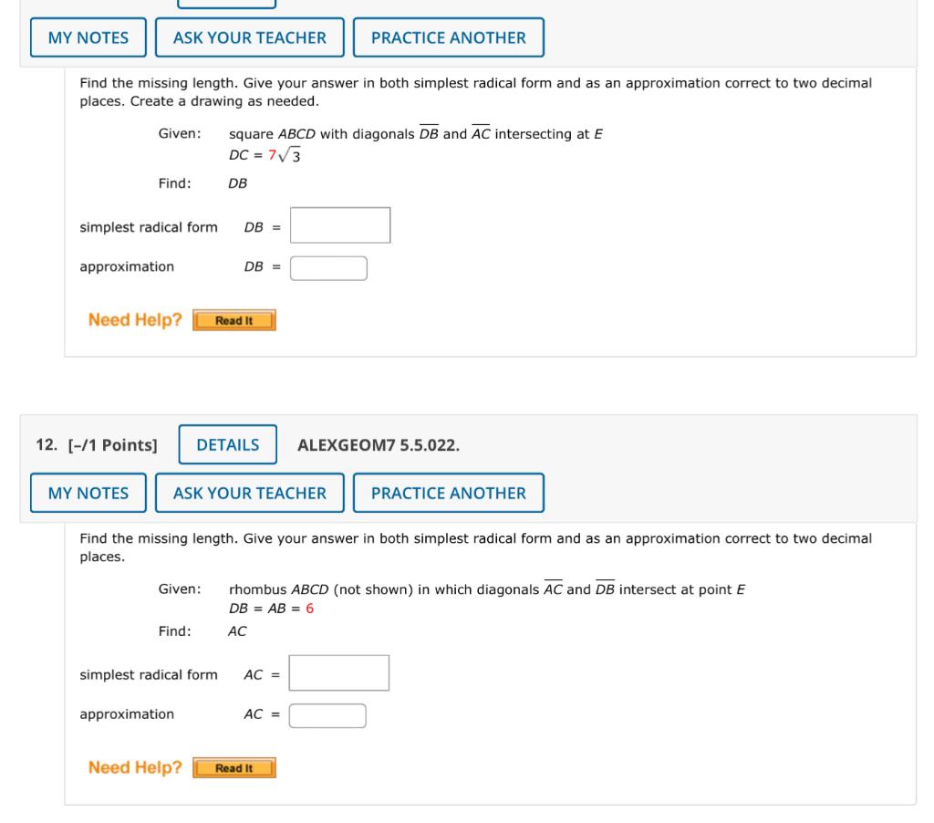 Solved Find the missing length. Give your answer in both | Chegg.com