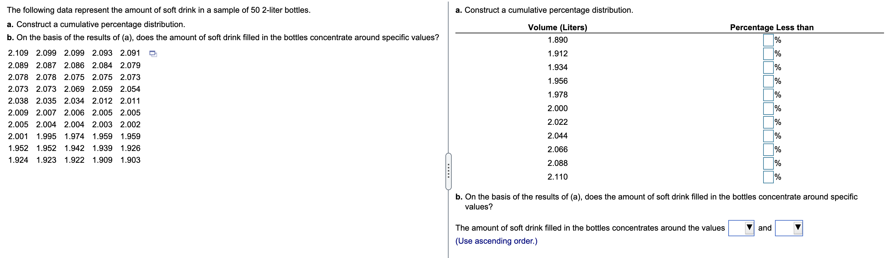 Distribution in number, percentage and accumulated percentage of the