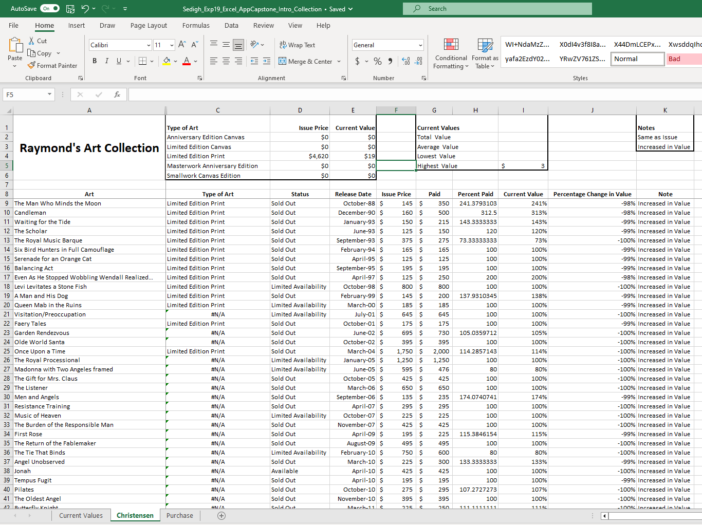 7 Click cell H9 on the Christensen worksheet, and | Chegg.com