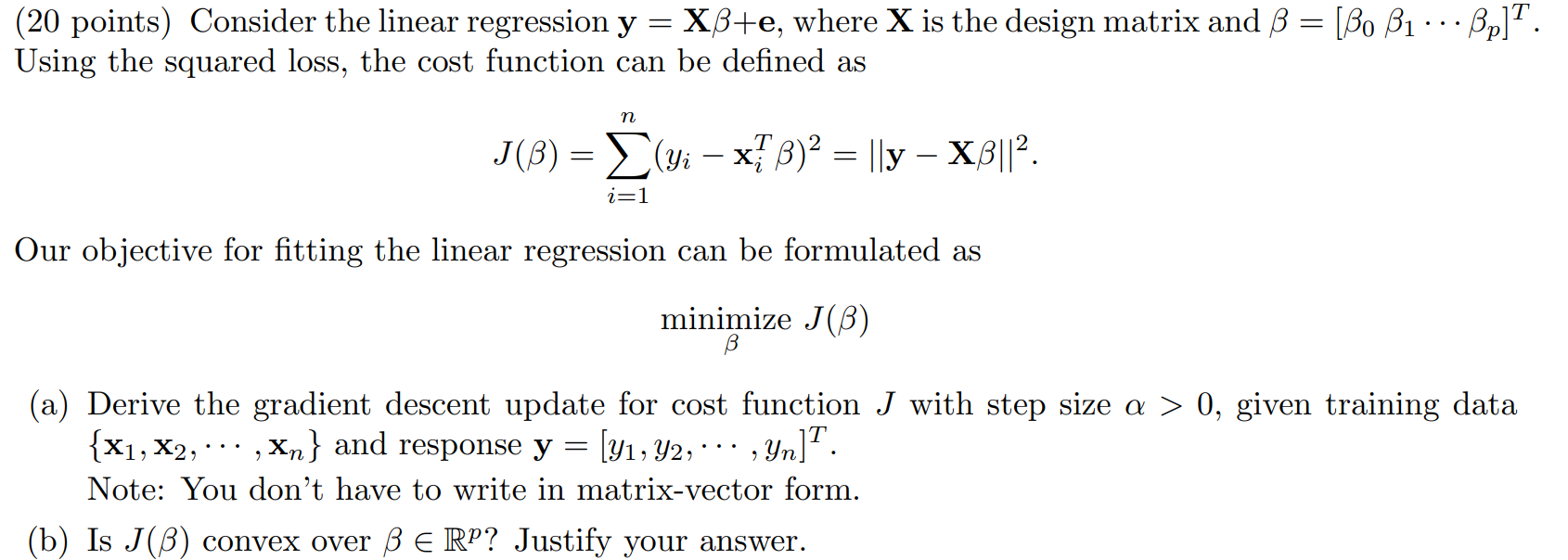 Solved Points Consider The Linear Regression Y Xb E Chegg Com