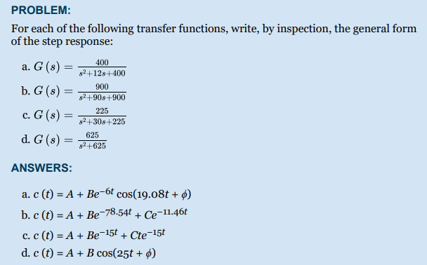 Solved PROBLEM: For each of the following transfer | Chegg.com