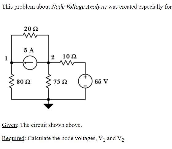 Solved This problem about Node Voltage Analysis was created | Chegg.com