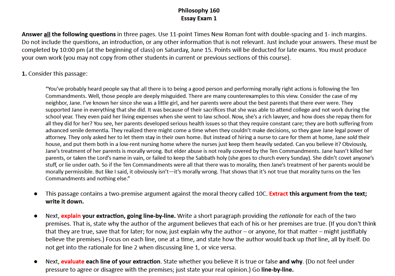 Homework 8 Philosophy 160 Directions: Evaluate the