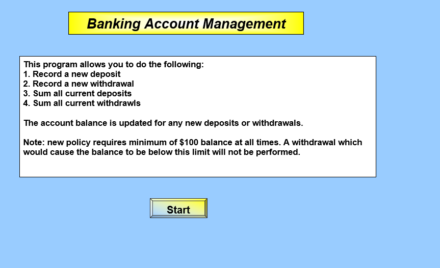 Solved Banking Account Management This program allows you to | Chegg.com