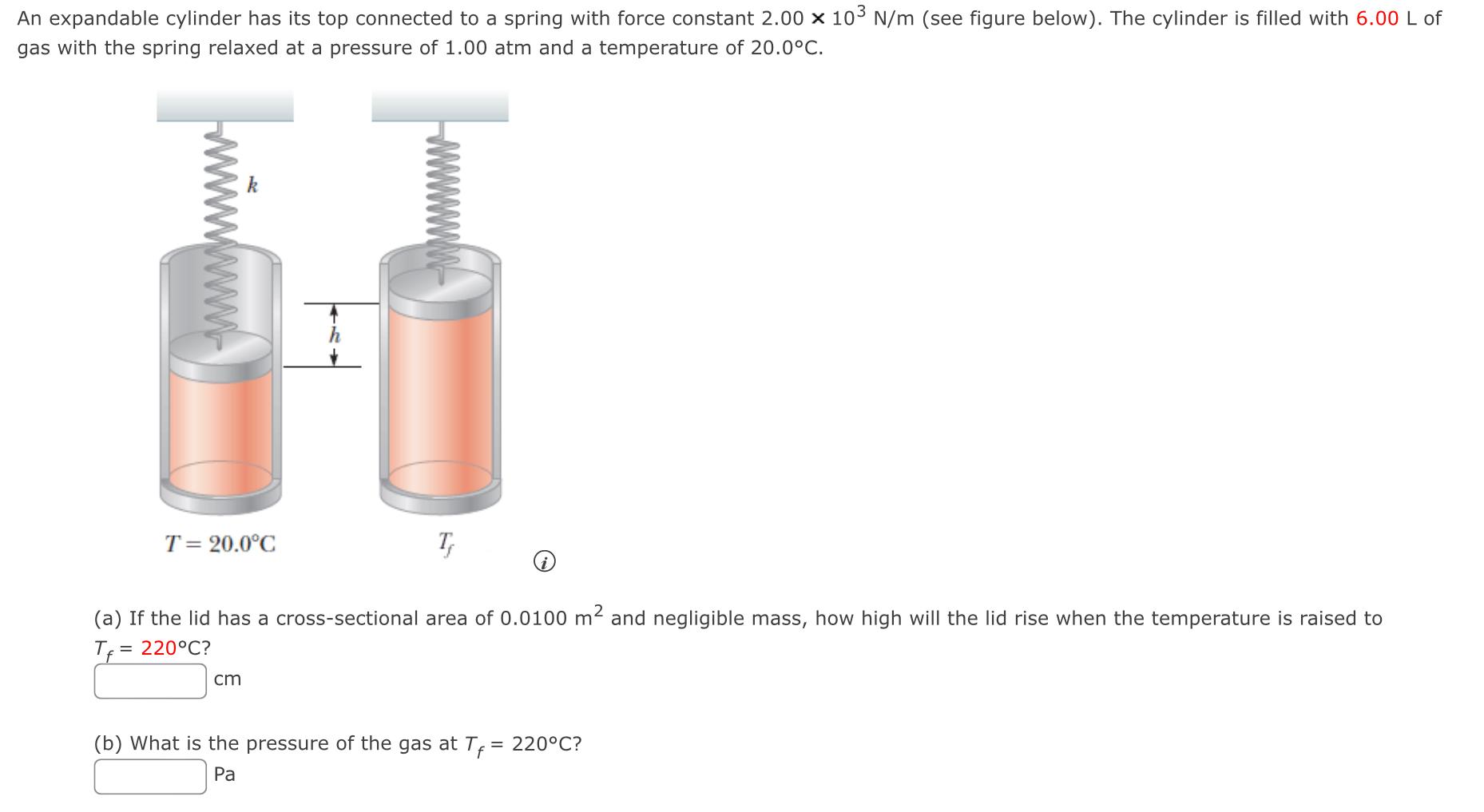Solved An expandable cylinder has its top connected to a | Chegg.com