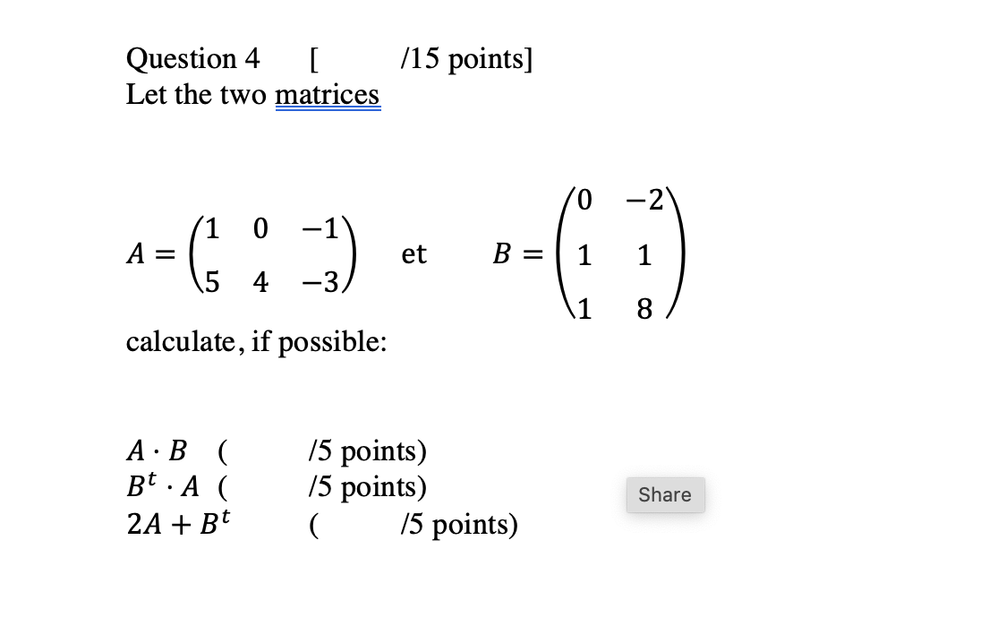 Solved \\[ A=\\left(\\begin{array}{ccc} 1 & 0 & -1 \\\\ 5 & | Chegg.com