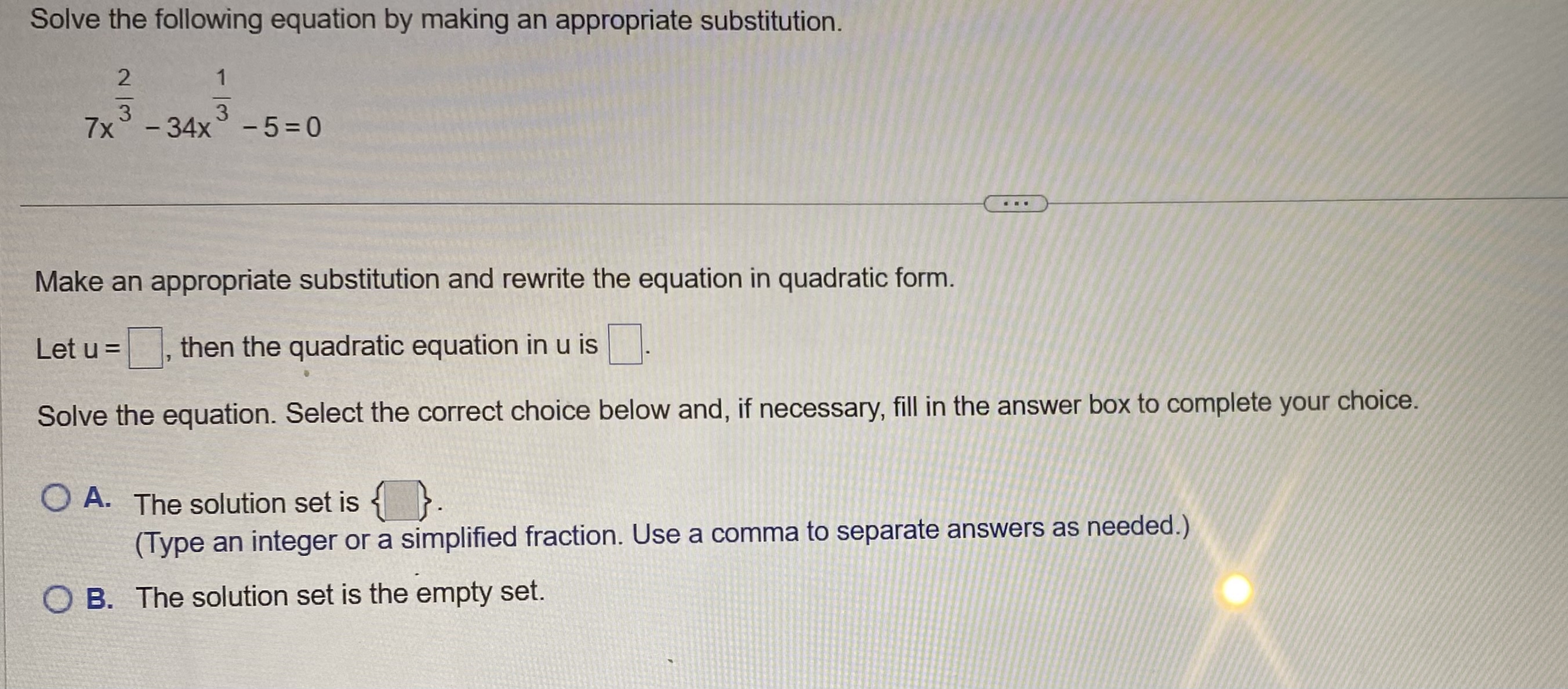 Solved Solve the following equation by making an appropriate | Chegg.com