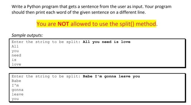 Solved Write a Python program that gets a sentence from the | Chegg.com