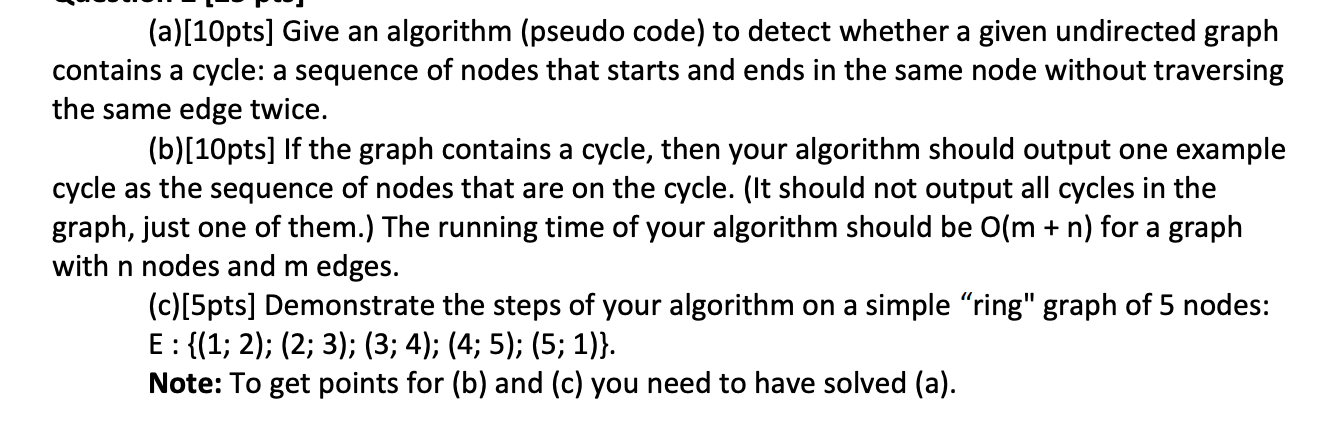 (a)[10pts] Give an algorithm (pseudo code) to detect | Chegg.com image.