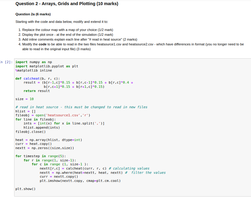 Solved Question 2a ( 6 marks) Starting with the code and | Chegg.com
