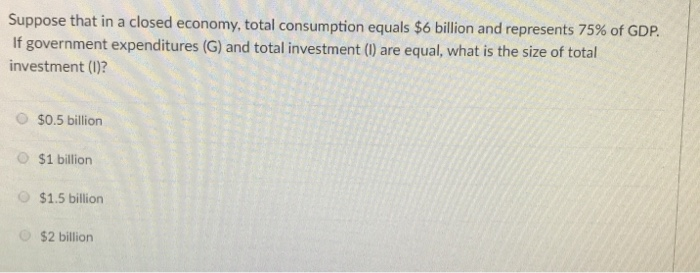 Solved Suppose That In A Closed Economy, Total Consumption | Chegg.com