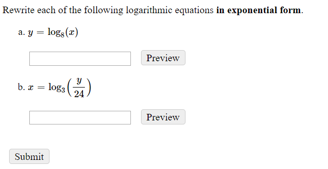 Solved Rewrite Each Of The Following Exponential Equations | Chegg.com