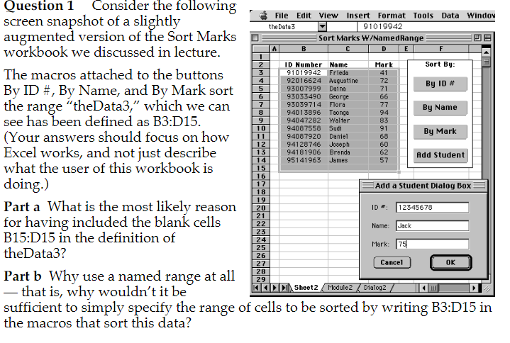 Sort Mark Solved the Data 3 F Mark Sort By: 72 ID Number Name 91019942 | Chegg.com