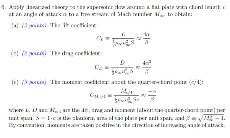 6. Apply linearized theory to the supersonic flow | Chegg.com