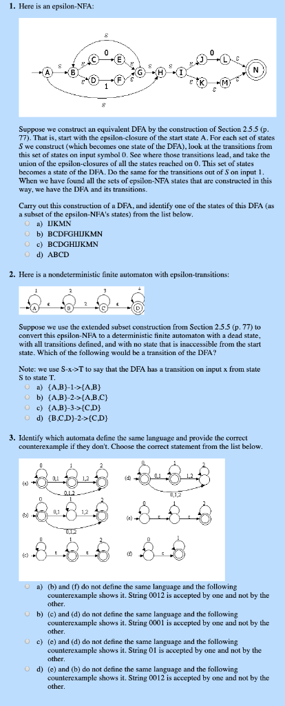 Solved 1. Here Is An Epsilon-NFA: Suppose We Construct An | Chegg.com