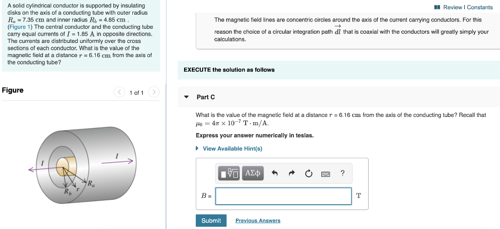 Solved A Review Constants A solid cylindrical conductor is | Chegg.com