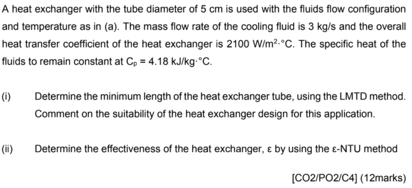 Solved In a double pipe heat exchanger, the inlet and outlet | Chegg.com