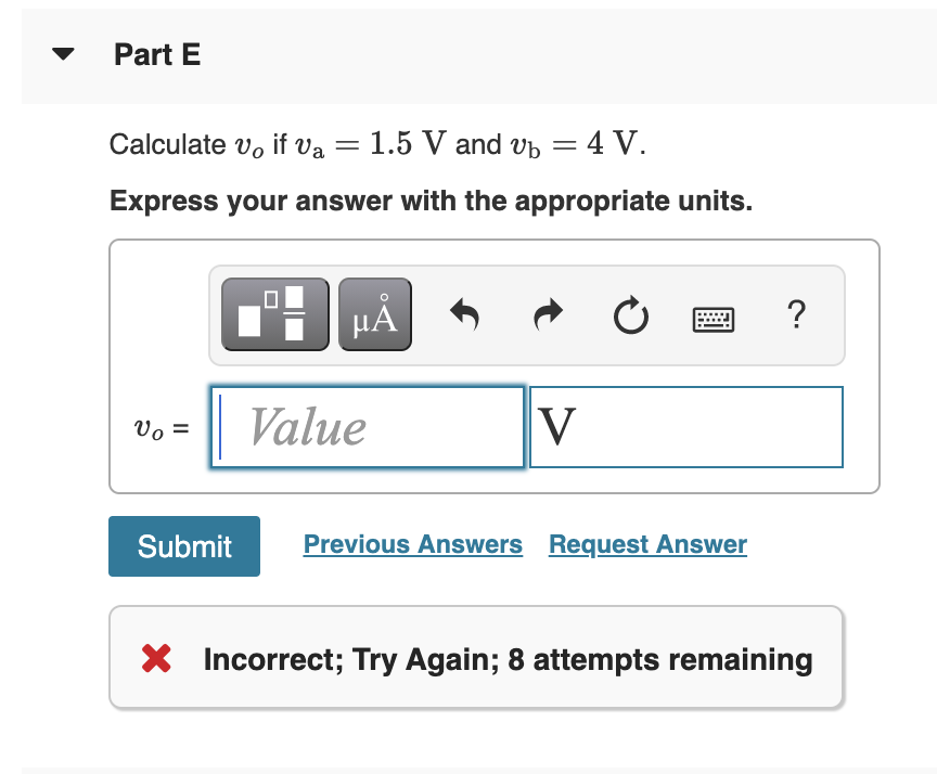 Solved Part A A Calculate v. if va = 4 V and vp = 0 V.