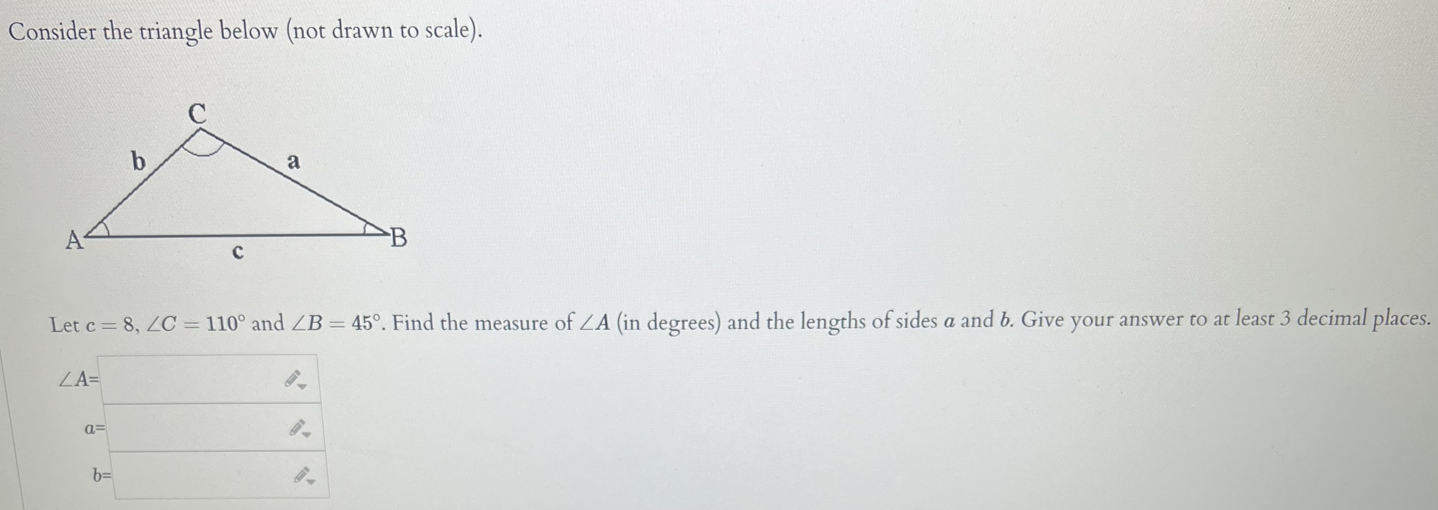 Solved Consider the triangle below (not drawn to scale). Let | Chegg.com