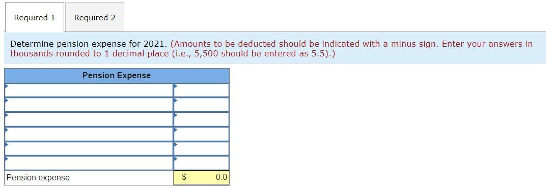 Solved Required: 1. Determine Pension Expense For 2021. 2. | Chegg.com