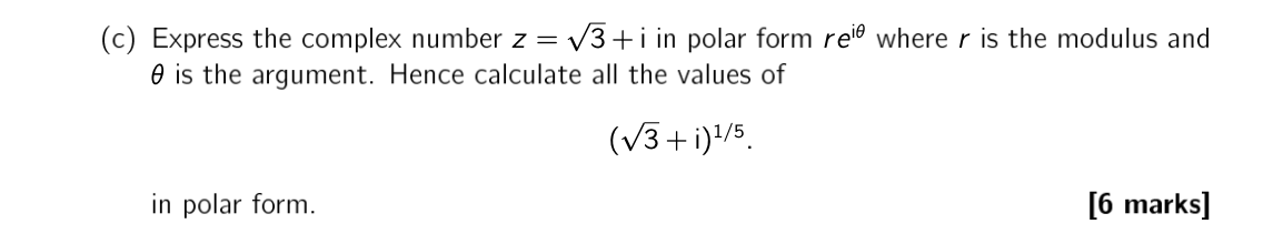 Solved c) Express the complex number z=3+i in polar form | Chegg.com