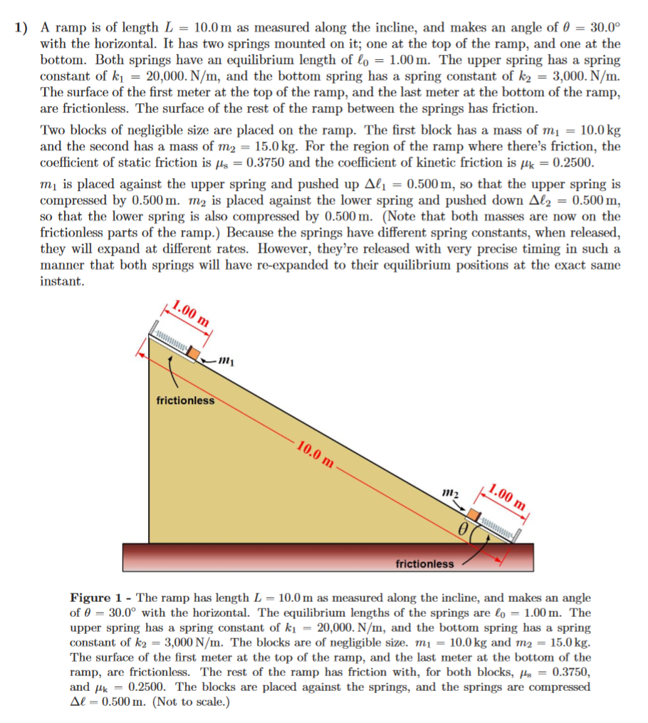 Solved 1) A ramp is of length L = 10.0 m as measured along | Chegg.com