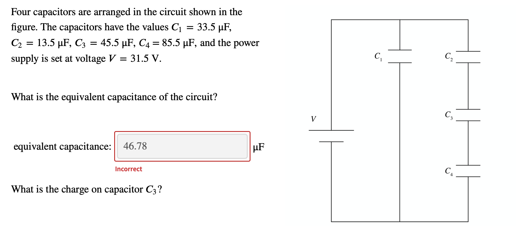 Solved Four capacitors are arranged in the circuit shown in | Chegg.com