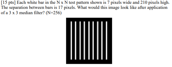 Solved [15 pts] Each white bar in the Nx N test pattern | Chegg.com