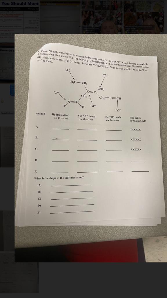 Solved O) Please Fill In The Chart Below Concerring The | Chegg.com