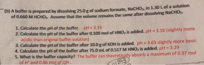 Solved (b) A buffer is prepared by dissolving 25.0 g of | Chegg.com