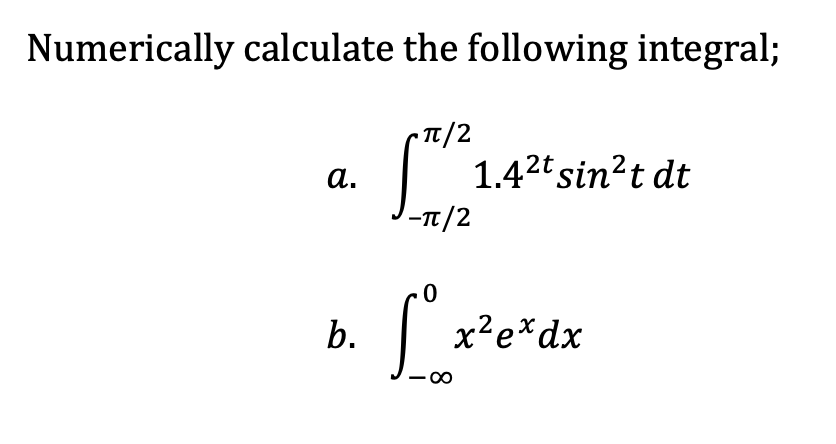 Solved Numerically Calculate The Following Integral; A. 