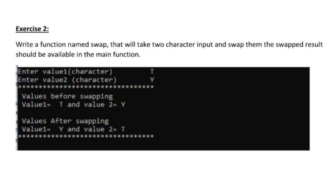 Solved Exercise 2: Write A Function Named Swap, That Will | Chegg.com