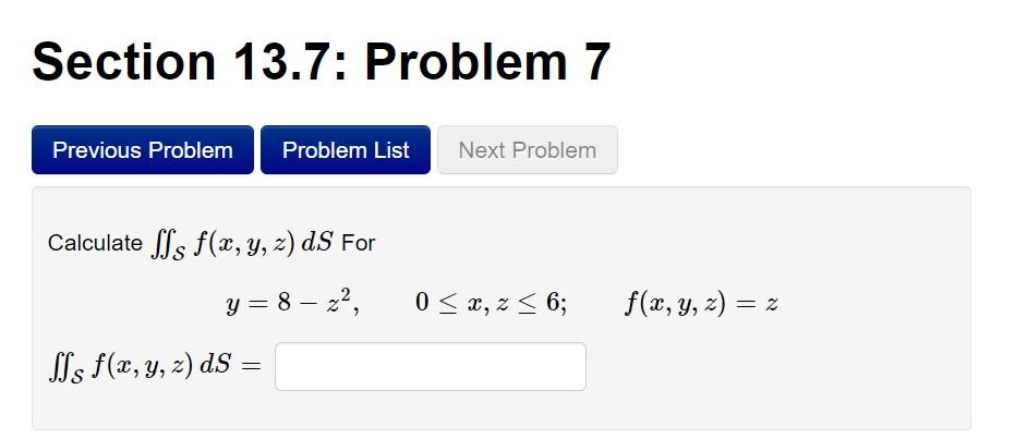 Solved Section 13.7: Problem 7 Previous Problem Problem List | Chegg.com