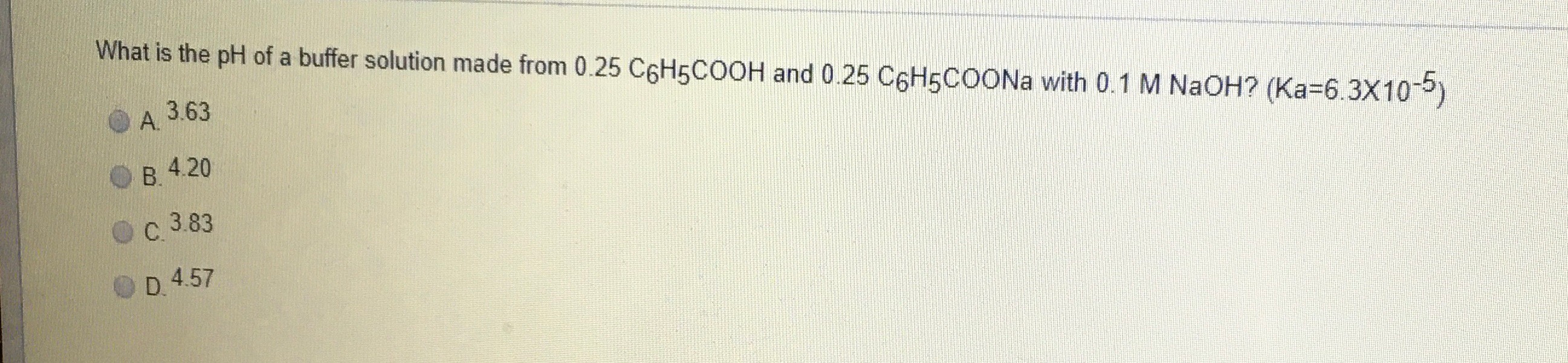 Solved What is the pH of a buffer solution made from 0.25 | Chegg.com