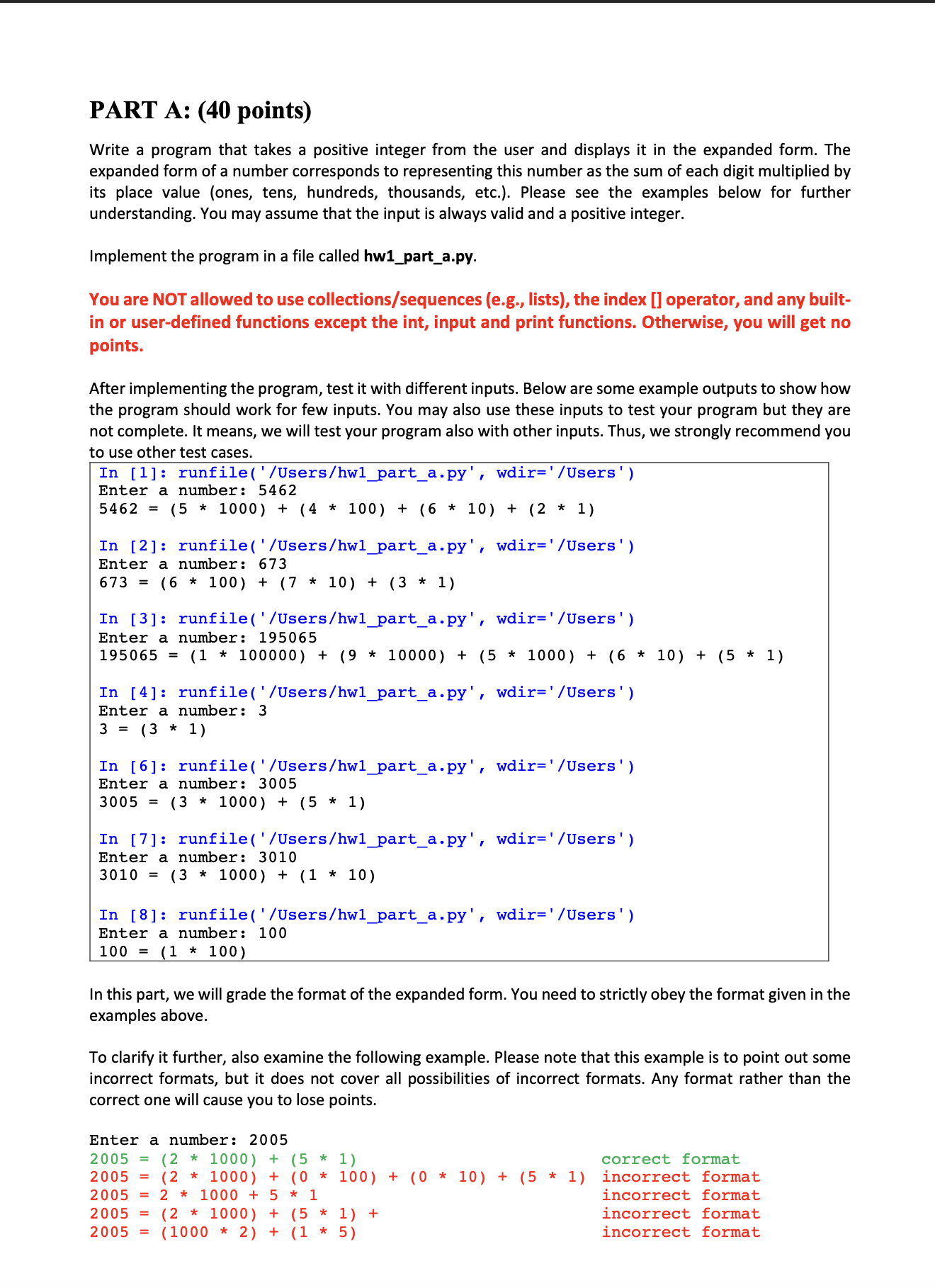Solved by an EXPERT PART A: (40 points)Write a program that takes a ...