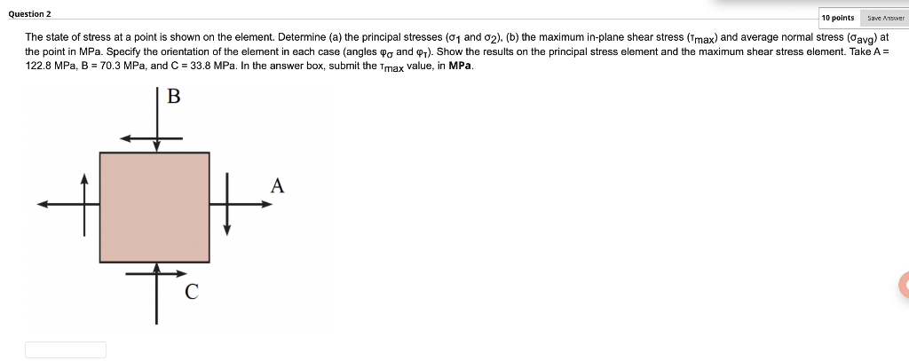 Solved Question 2 10 Points Save Answer The State Of Stress | Chegg.com