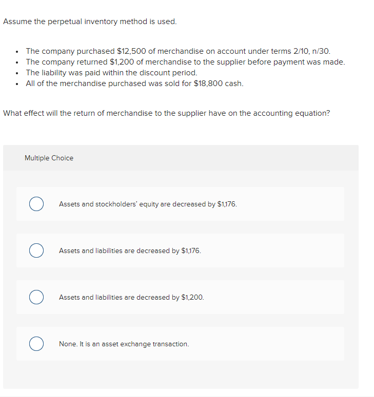 Solved Assume The Perpetual Inventory Method Is Used. • The | Chegg.com