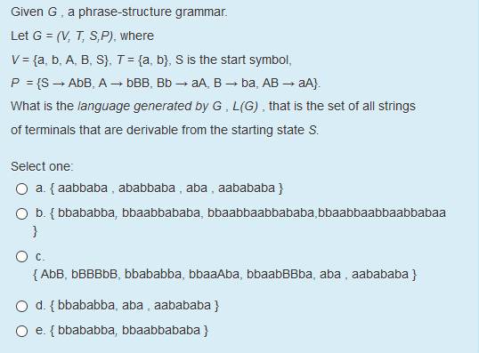 Solved Given G A Phrase Structure Grammar Let G V T Chegg Com