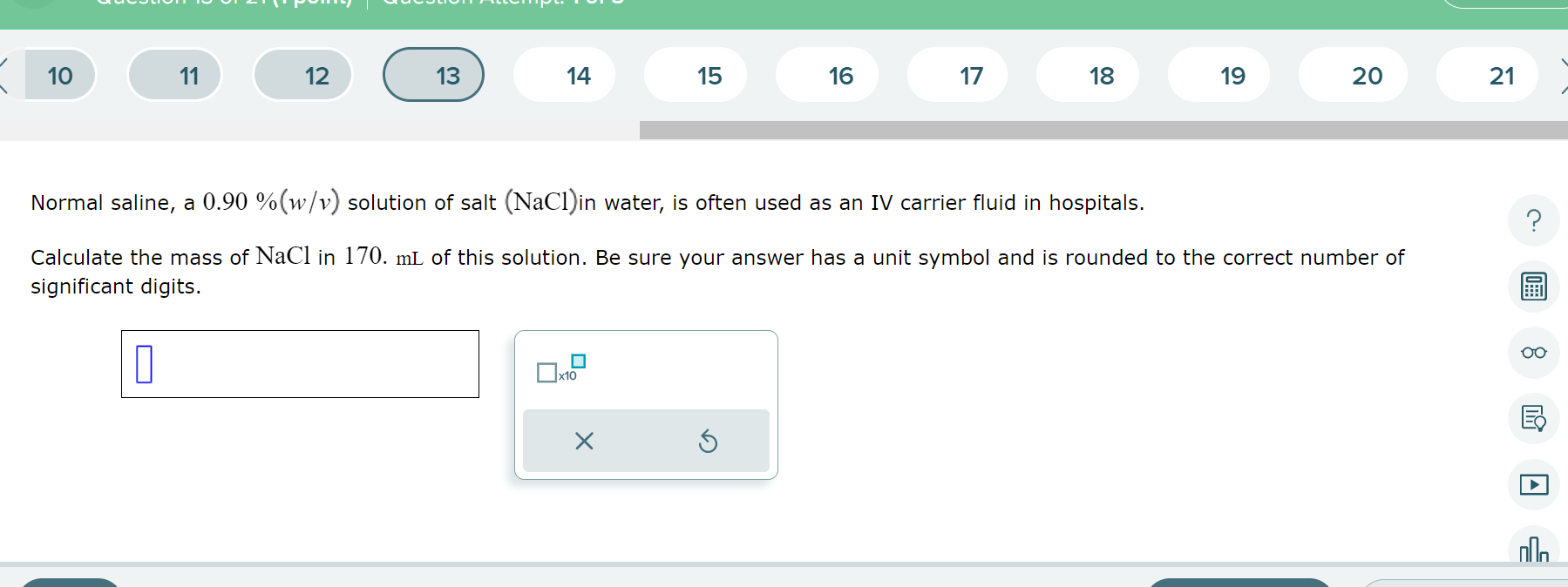 Solved Normal saline, a 0.90%(w/v) solution of salt (NaCl) | Chegg.com