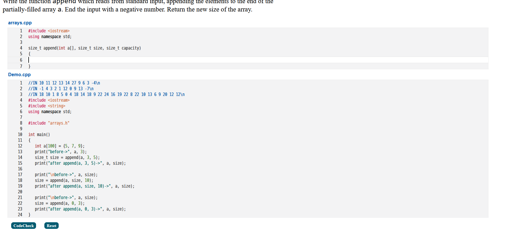 write the Tunction append which reads from standard | Chegg.com