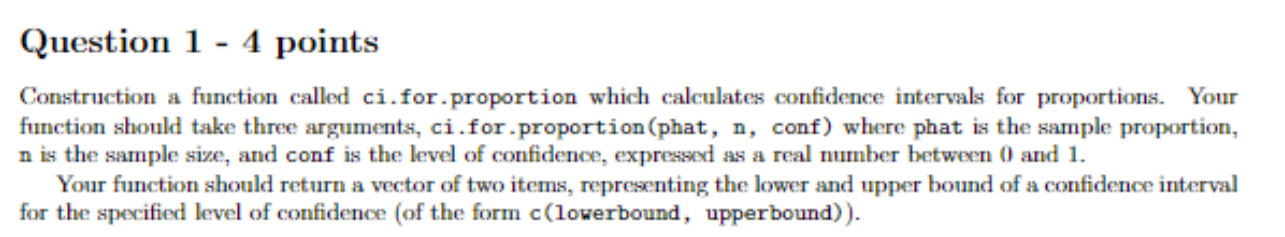 Solved Question 1 - 4 ﻿pointsConstruction a function called | Chegg.com