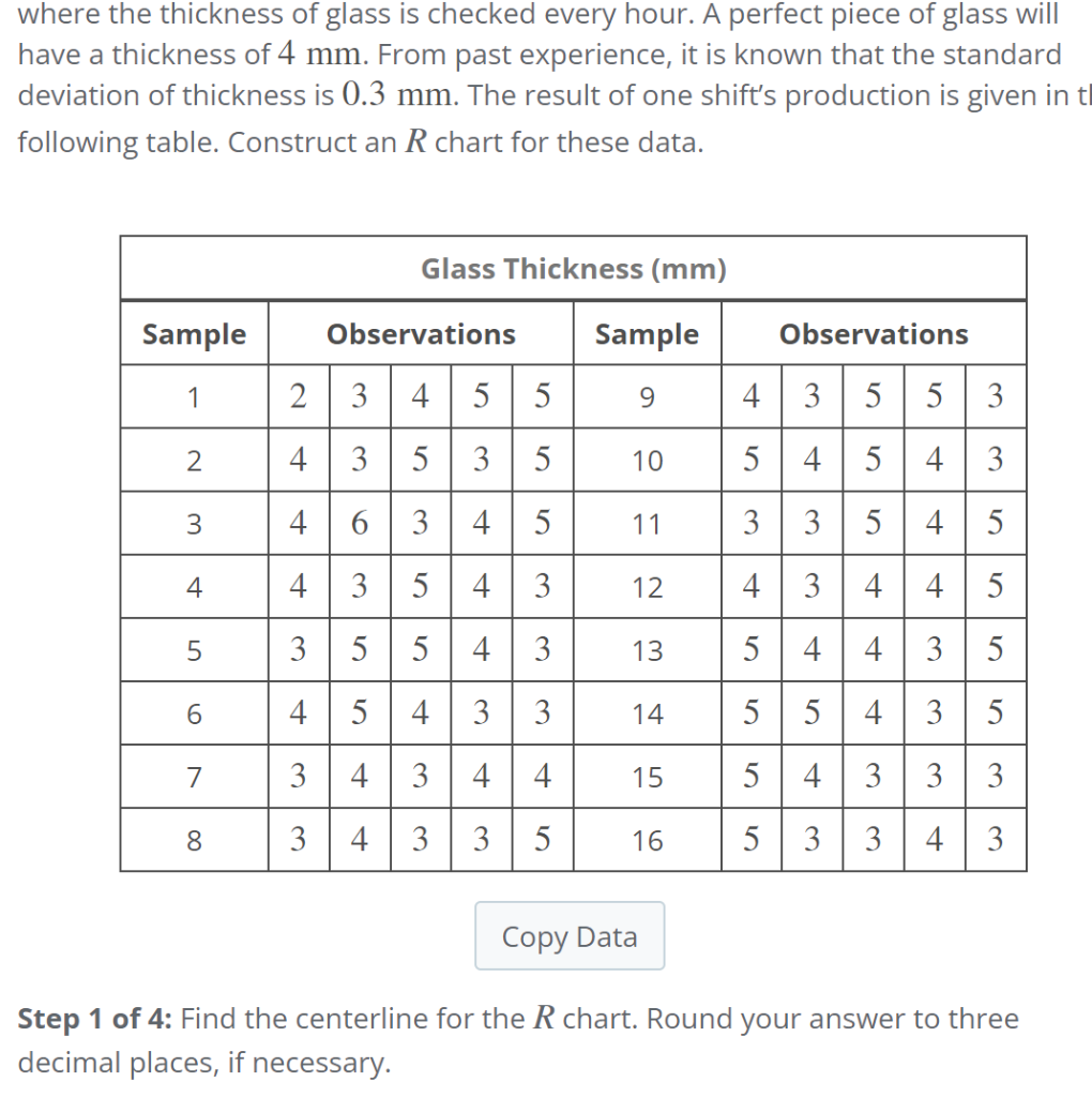 Solved Step 2 of 4: Find the upper control limit for the R | Chegg.com
